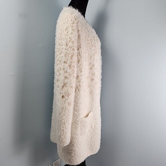 Retrology Long Sleeve XL Fuzzy Sweater Long Open Front Duster Pockets - Picture 5 of 13